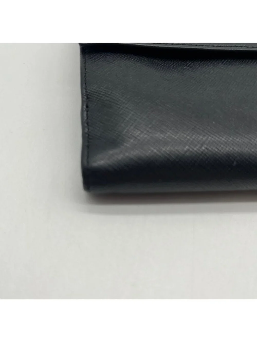 Prada Saffiano Black Leather Flap Wallet